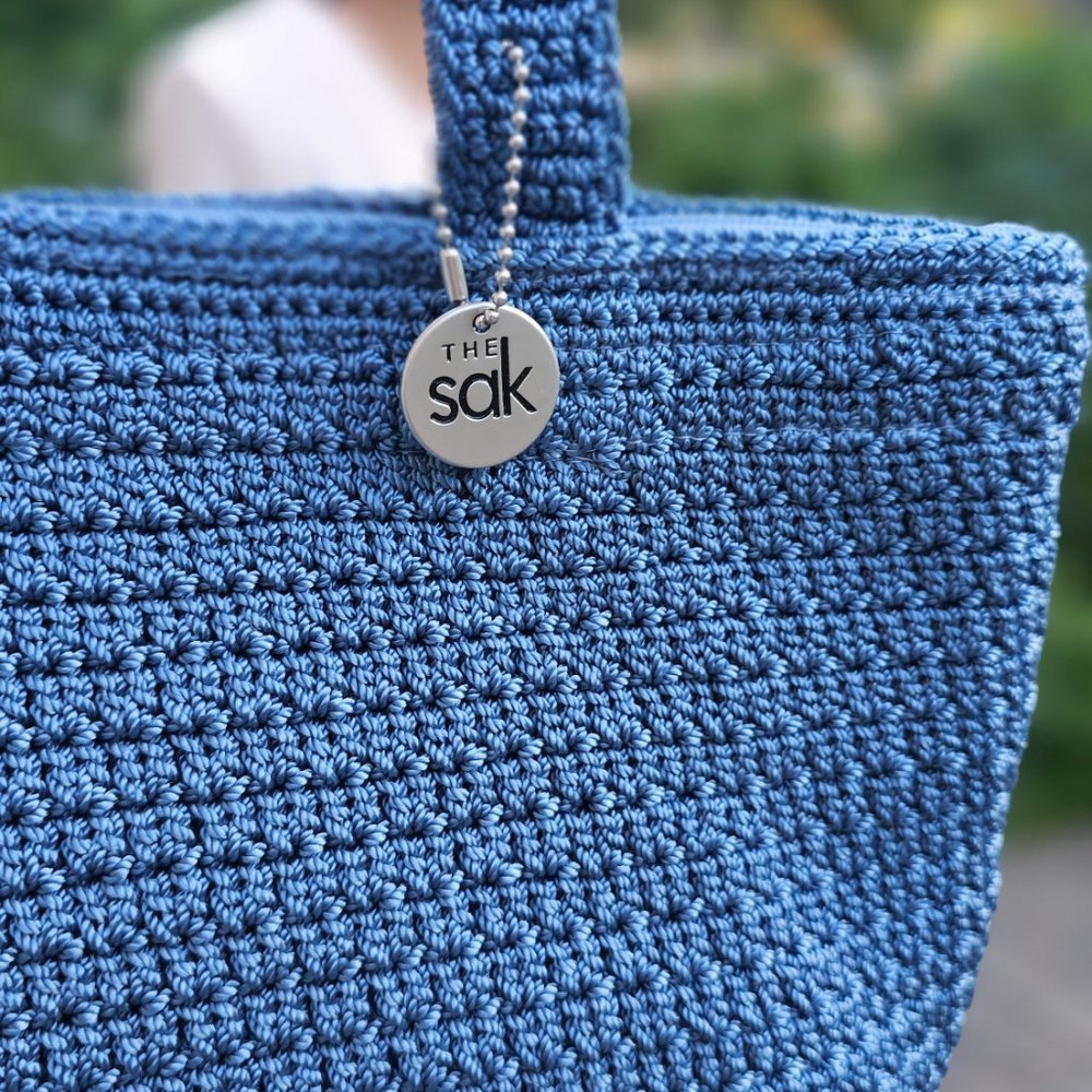 The Sak Crochet Women Shoulder Bag Purse Dusty Blue, Excellent Condition - Picture 6 of 9